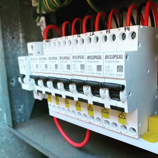 Switchboard with RCBOs and circuit breakers