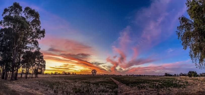Sunset reflected on a lake near the Murray Valley